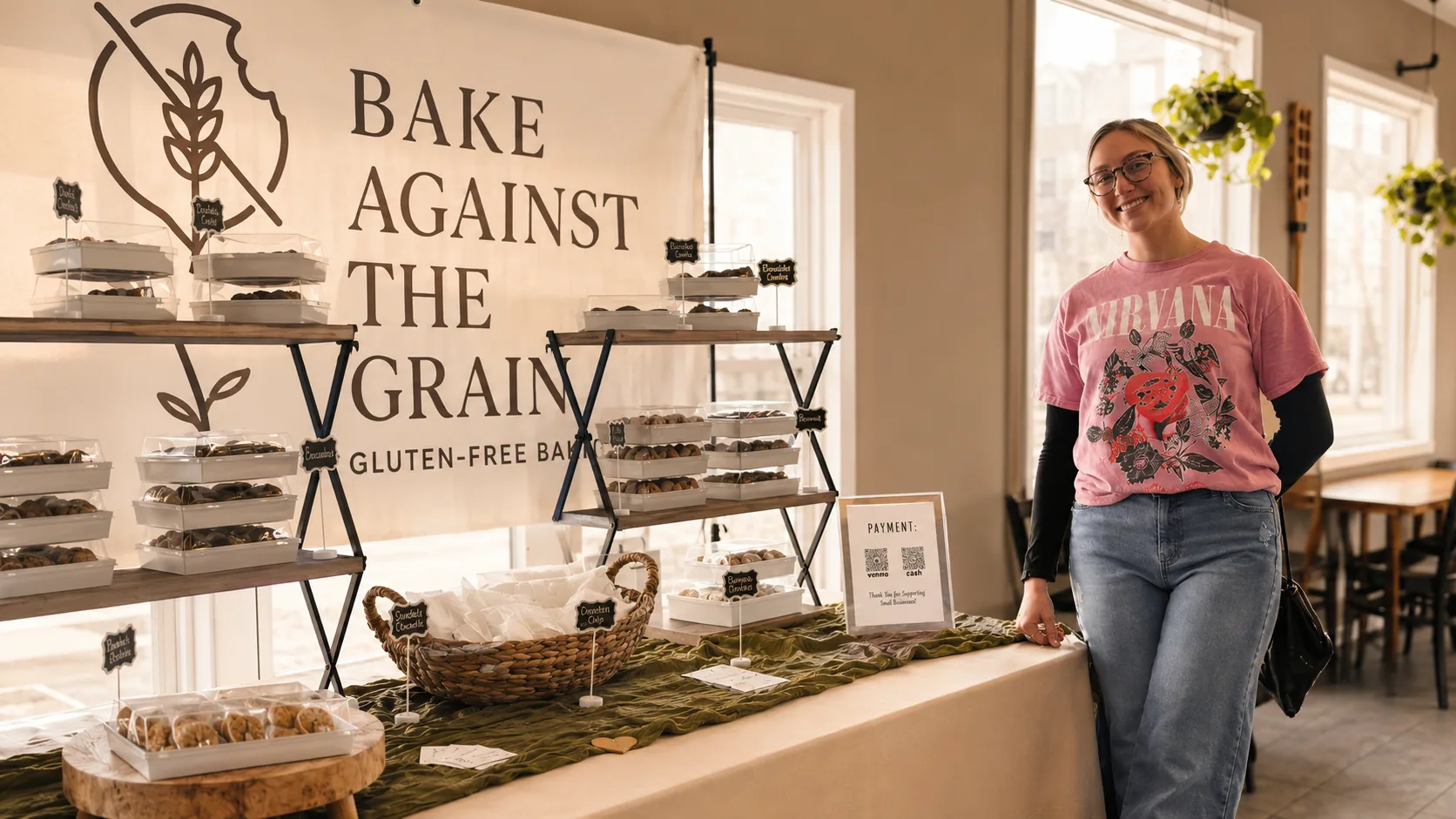 Kaci, founder of Bake Against The Grain, at the farmstand